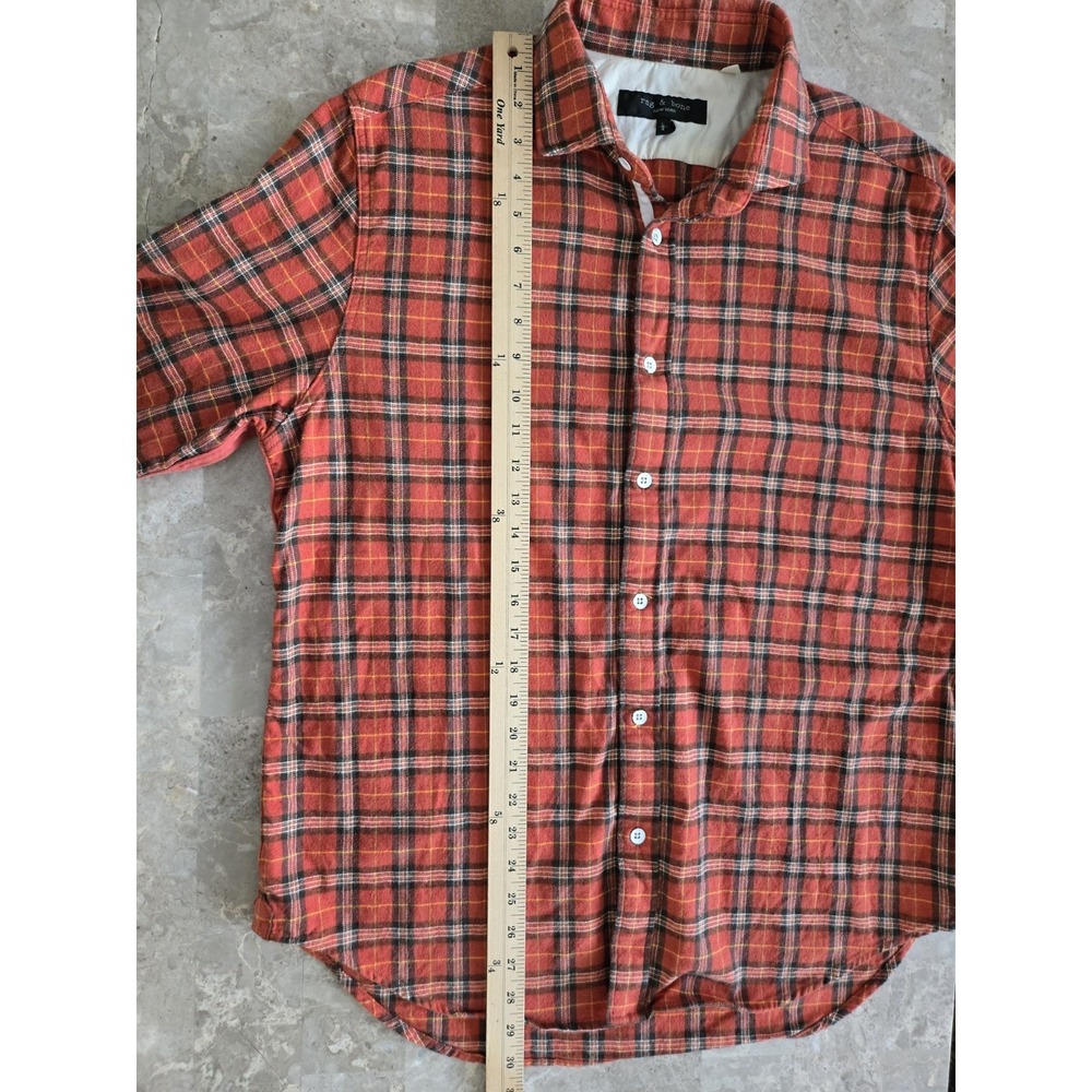 Rag And Bone Pursuit Rove Flannel Plaid Button Down Shirt Mens Large Red - Picture 10 of 13
